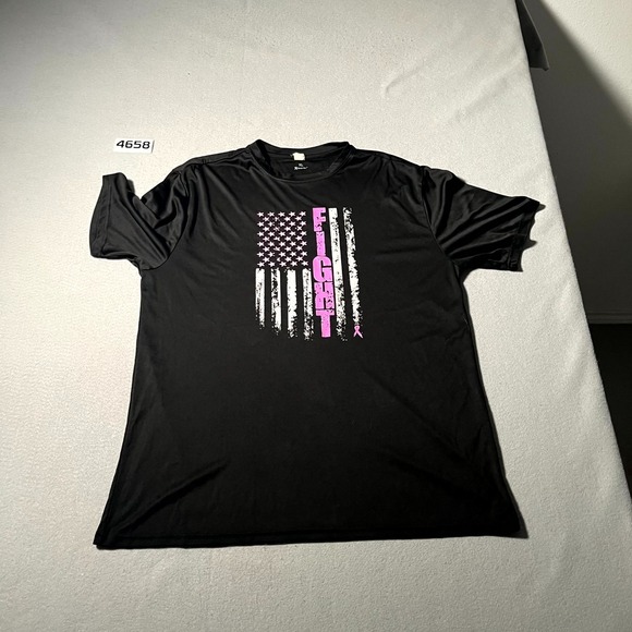 Baw Other - BAW Xtreme-Tek Shirt Mens XL Black USA Flag Fight Breast Cancer Awareness Ribbon